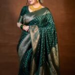 পরিমনি বেনারসি ❤️ পিউর জাপানি সিল্ক বেনারসী প্রিন্ট শাড়ি - Image 5