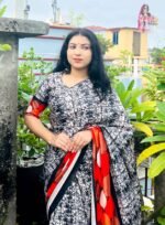 পিউর জাপানি সিল্ক ব্লক প্রিন্ট শাড়ি – প্রিমিয়াম কালেকশন স্পেশাল - Image 5